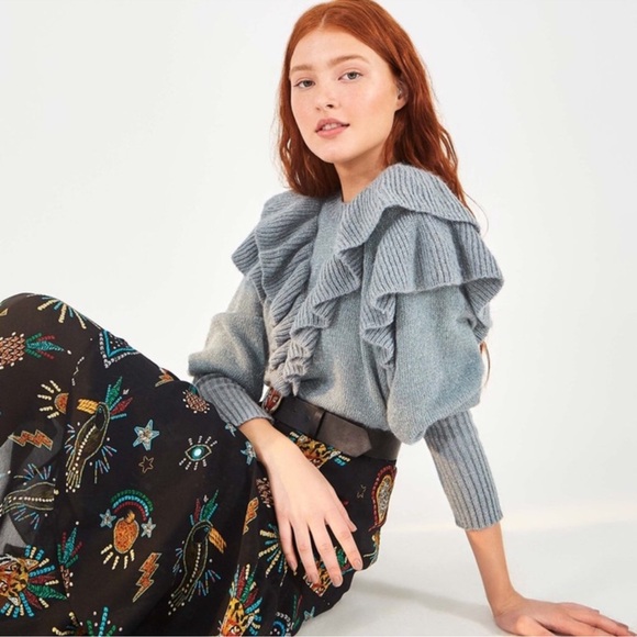 FARM RIO METALLIC RUFFLE SWEATER SIZE M - Picture 2 of 15